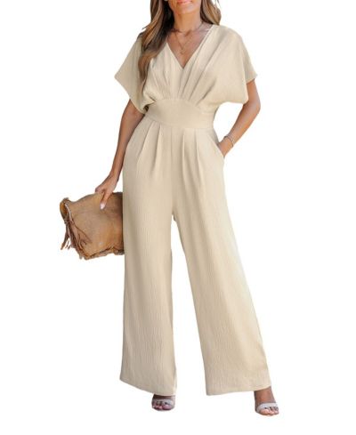 Cupshe Женский комбинезон V-Neck Short Sleeve Straight Leg