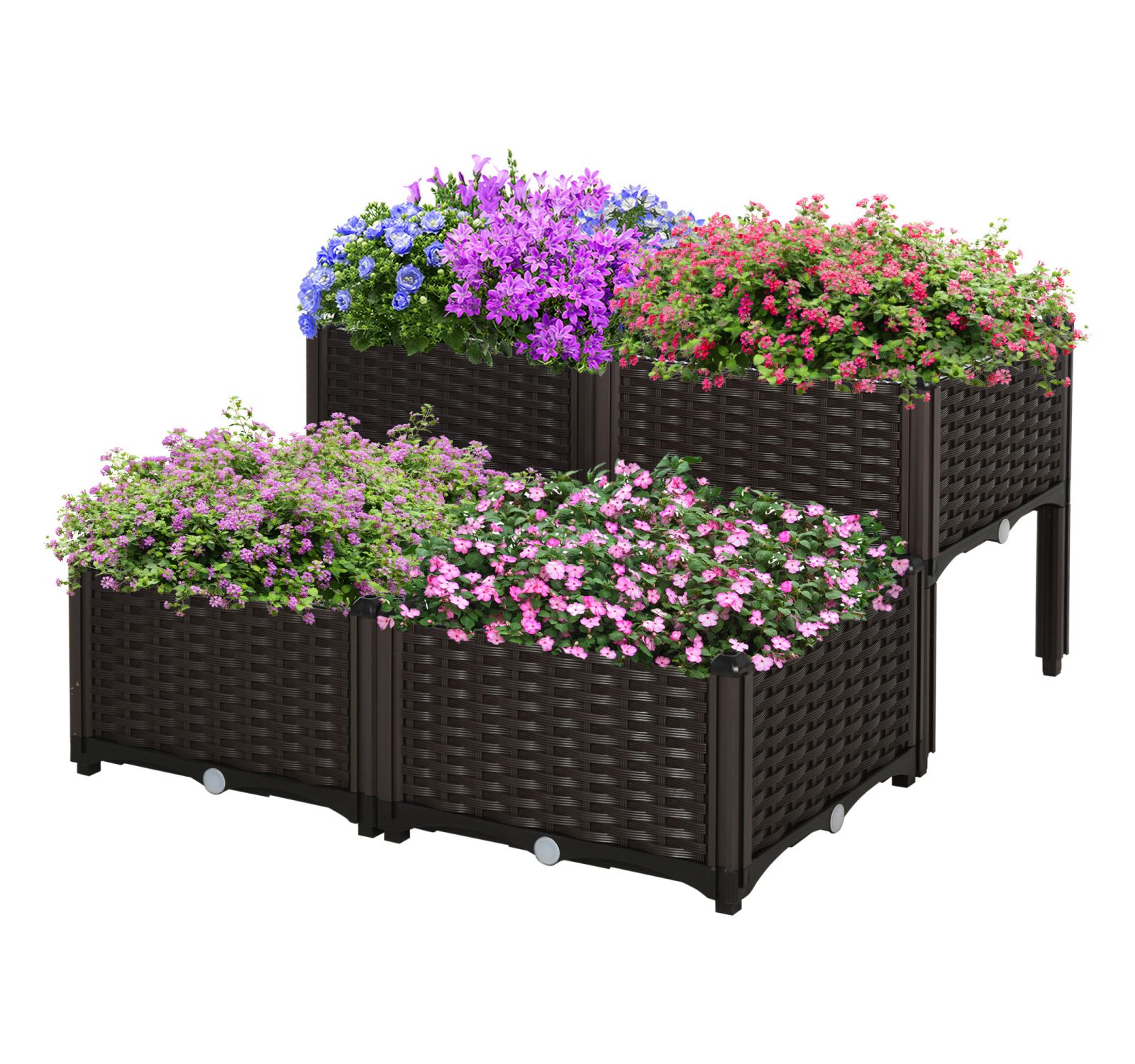 4-Piece Raised Garden Bed with Self-Watering Planter