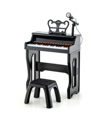 37 Keys Music Piano with Microphone Kids Piano Keyboard with Detachable Music Stand-Red