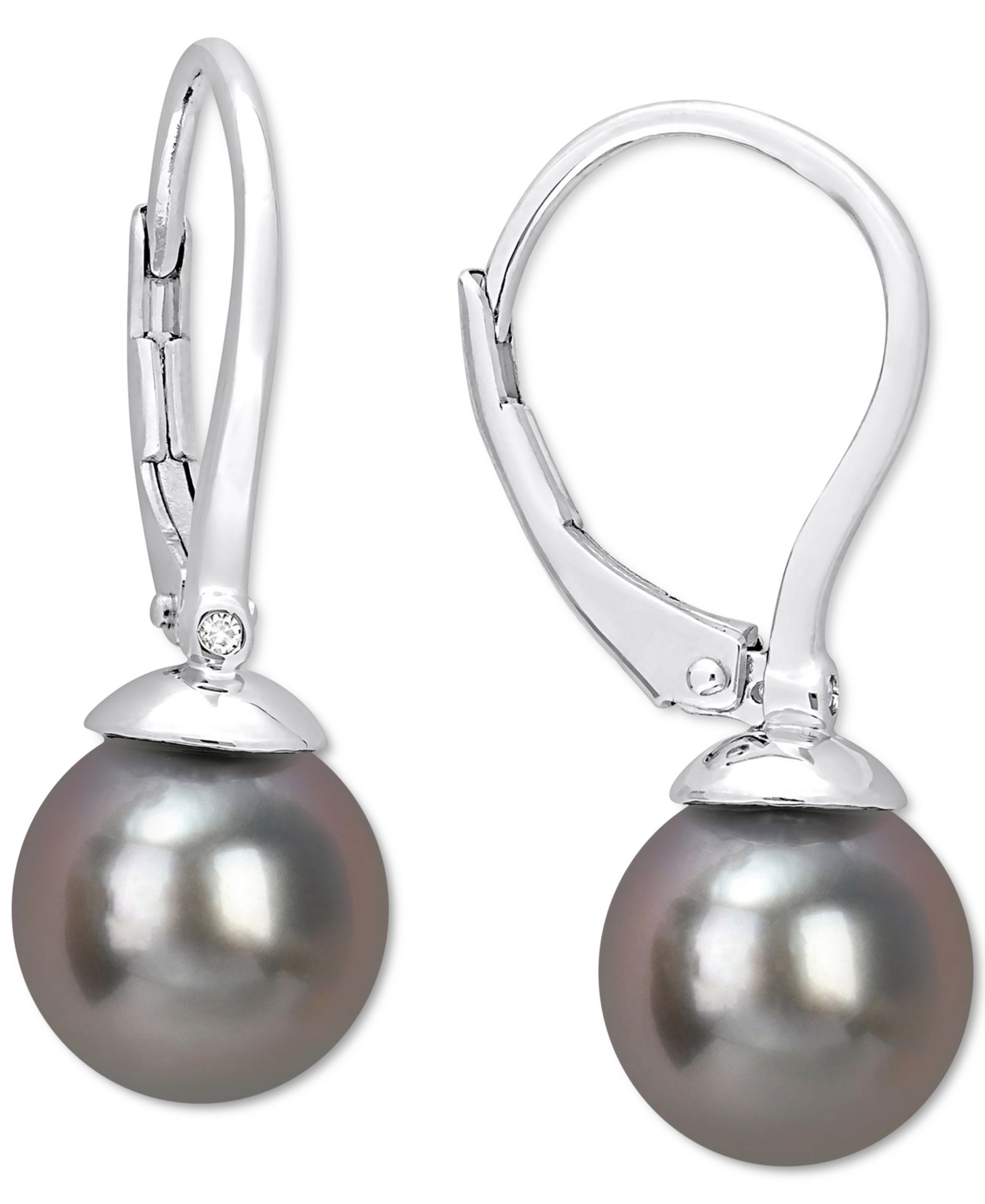 Серьги-подвески с натуральным таитянским жемчугом 8mm из стерлингового серебра