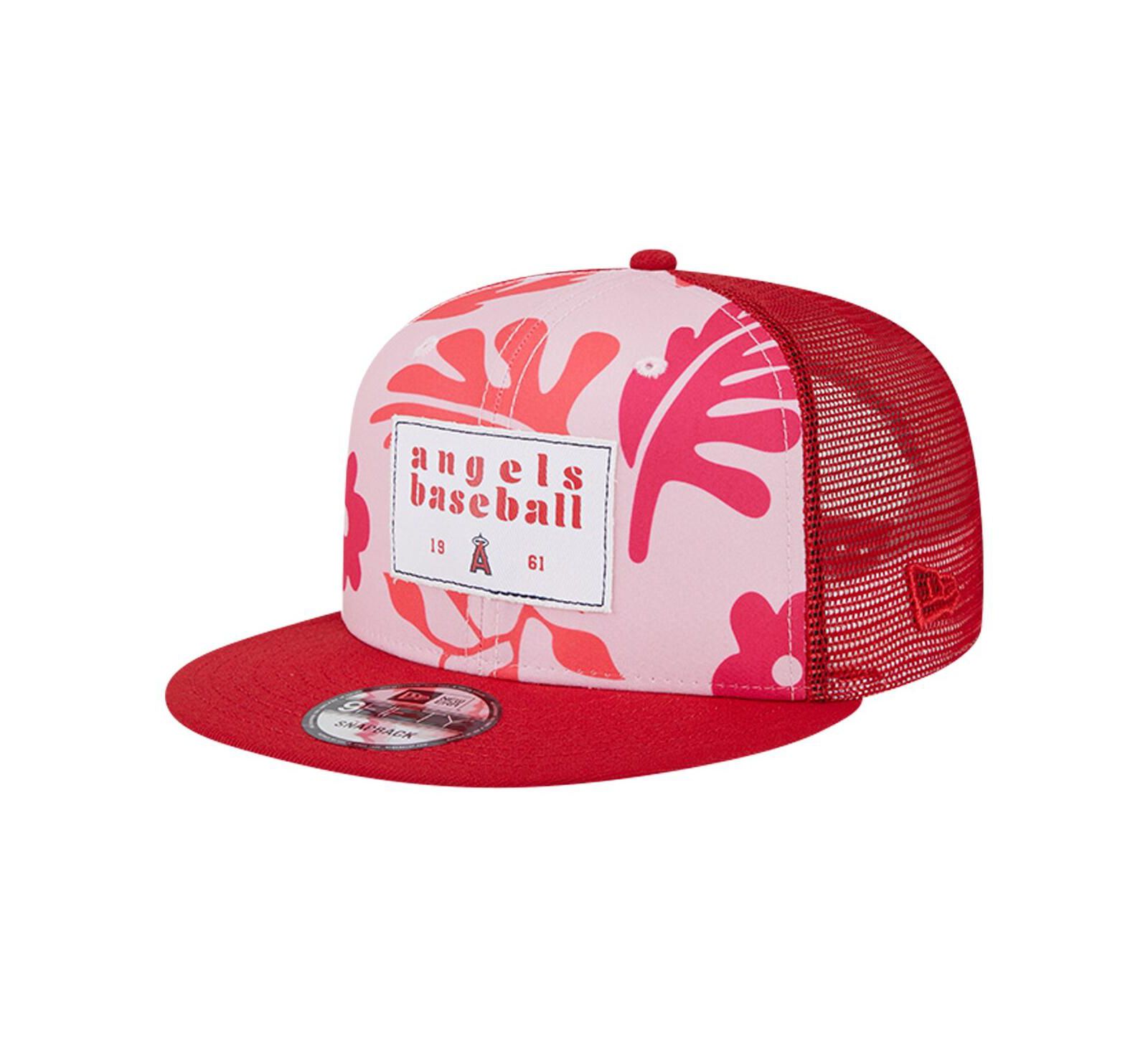 New Era Men's Red Los Angeles Angels Bikini Bottom Trucker 9FIFTY Snapback Hat