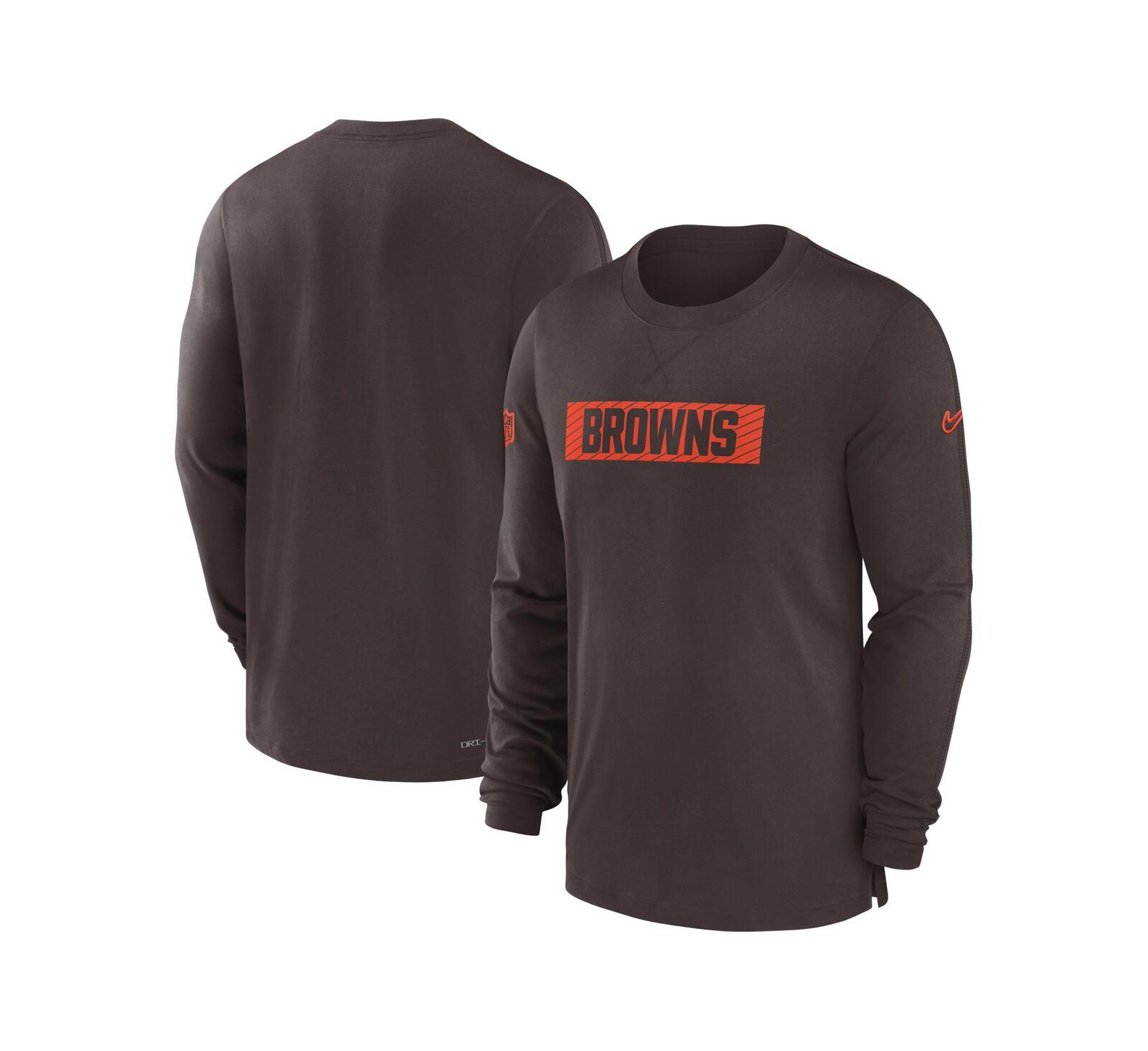 Nike Мужская футболка с длинным рукавом Cleveland Browns Sideline Player Performance