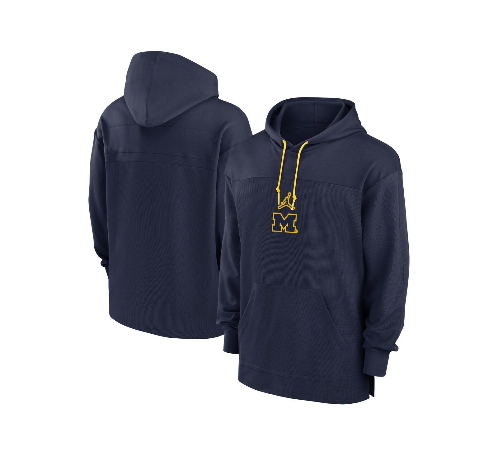 Jordan Men's Navy Michigan Wolverines 2024/25 Sideline Jersey Performance Pullover Hoodie