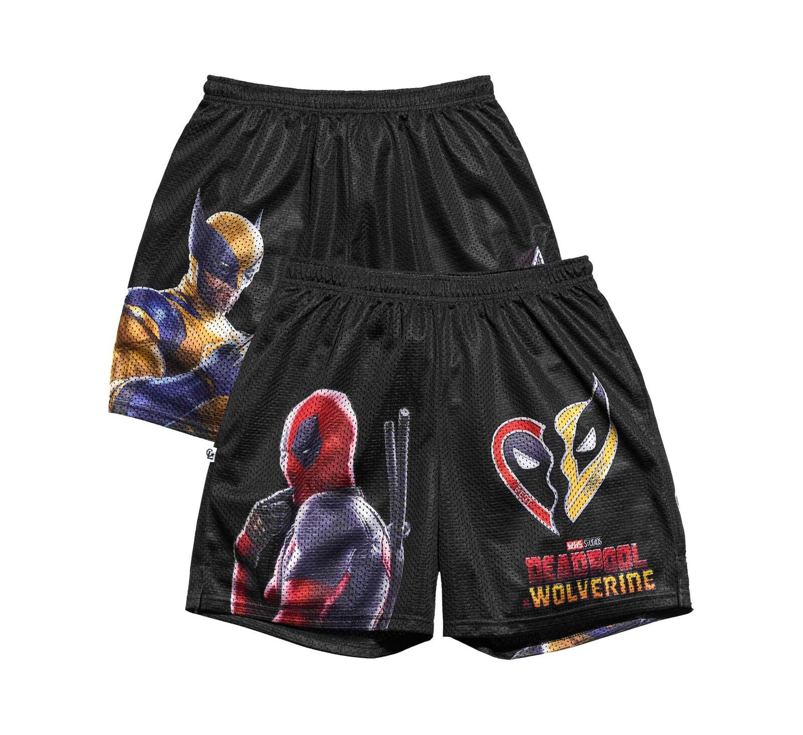 Chalk Line Men's Black Deadpool Wolverine Best Friends Retro Shorts
