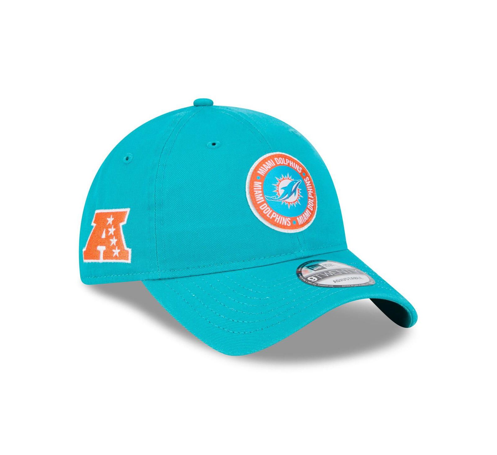 Мужская кепка New Era Miami Dolphins 2024 Sideline 9TWENTY регулируемая Aqua