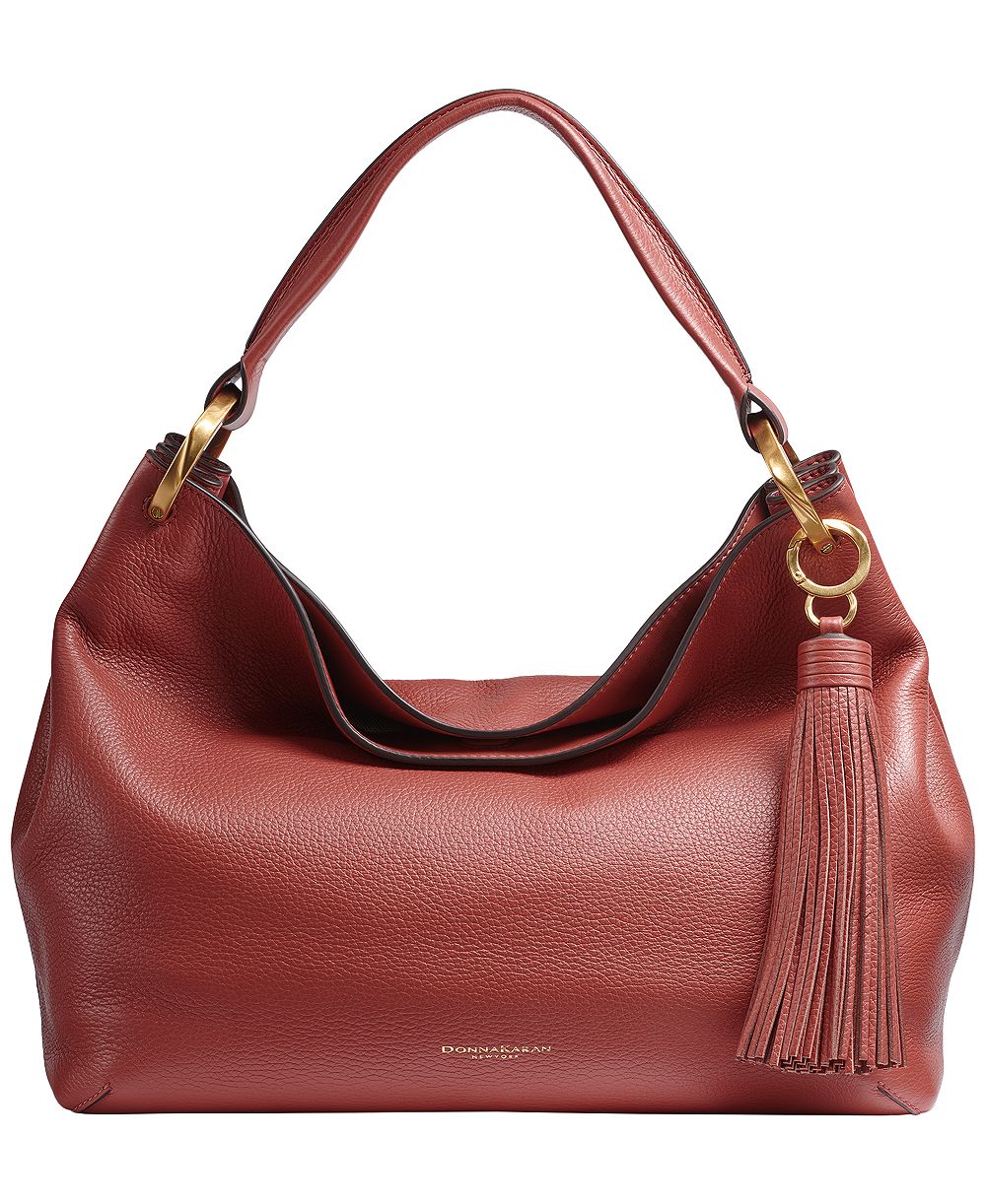 Donna Karan New York Glenwood Leather Tassel Detail Large Shoulder Handbag