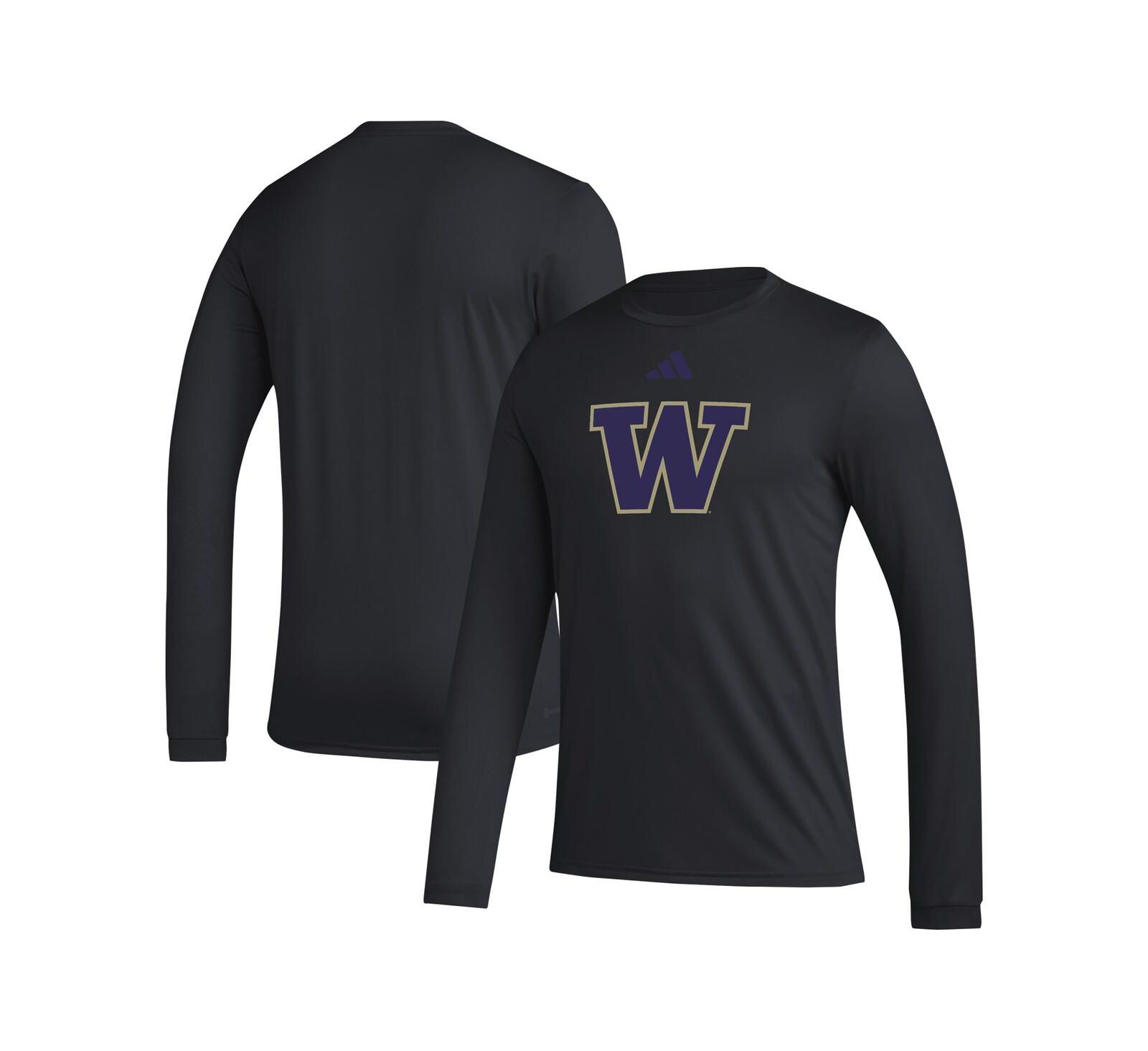 Adidas Men's Black Washington Huskies Primary Locker Logo Pre-Game Long Sleeve T-Shirt