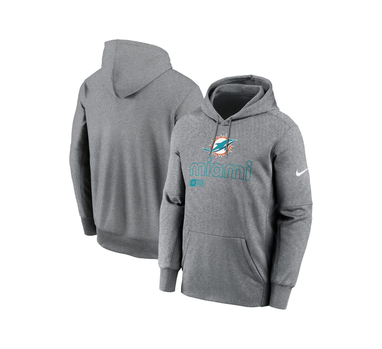 Nike Men's Heather Gray Miami Dolphins Big & Tall Performance Pullover Hoodie