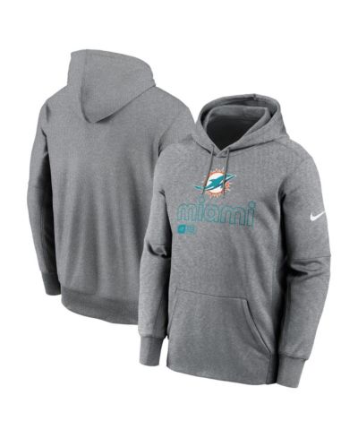Nike Men's Heather Gray Miami Dolphins Big & Tall Performance Pullover Hoodie