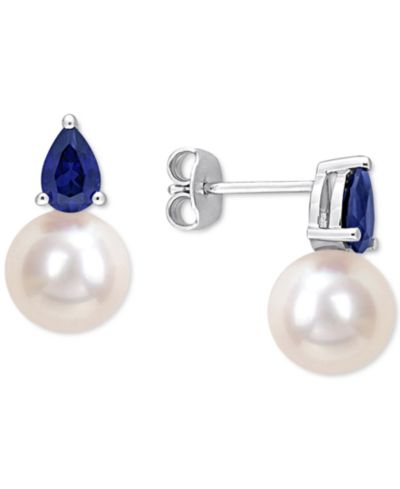Cultured Freshwater Pearl & Birthstone Stud Earrings in 18k Gold-Plated Sterling Silver, 18k Rose Gold-Plated Sterling Silver or Sterling Silver