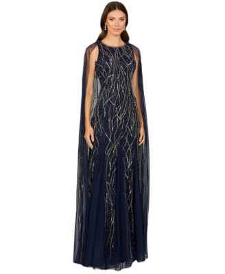 Lara Women's Elegant Beaded Dress with Long Cape