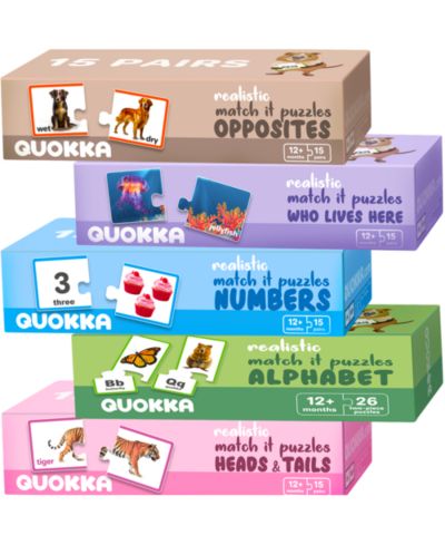 QUOKKA 5X MEGASET пазлы для малышей 3-5 лет - цифры, животные, противоположности