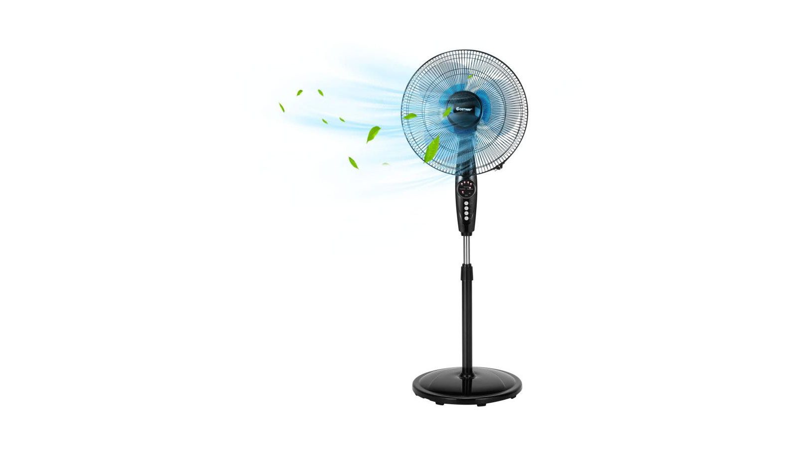 16 in Adjustable Pedestal Fan with Quiet Oscillation, Remote Control, 7.5 Hour Timer for Home and Office