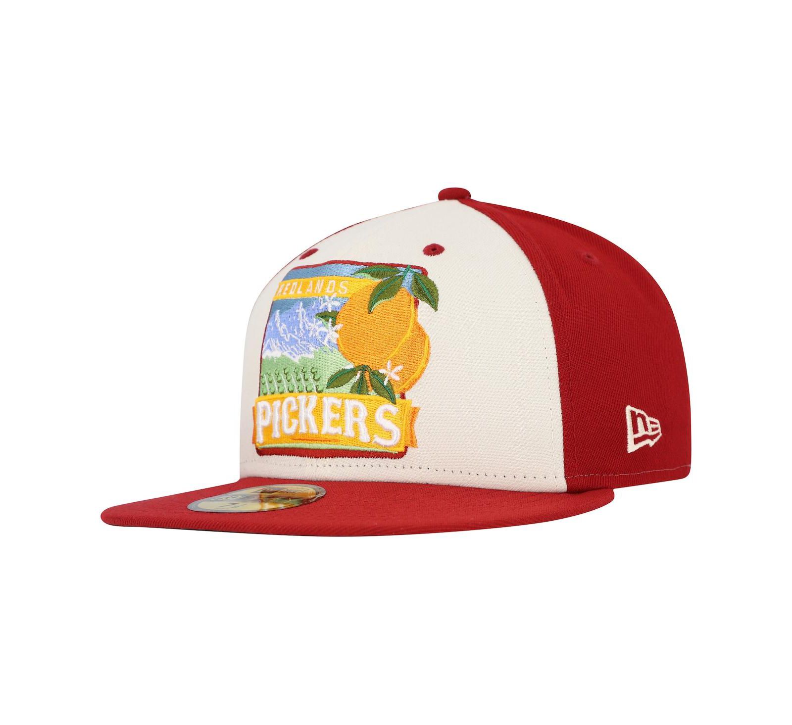 New Era Men's White/Red Inland Empire 66ers Theme Night Redlands Pickers 59FIFTY Fitted Hat