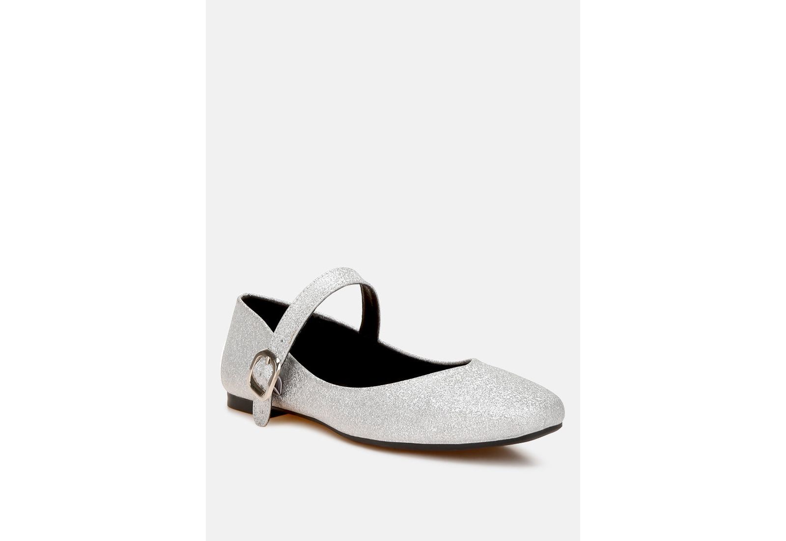 London Rag Womens Herma Glitter Pin Buckle Ballerinas