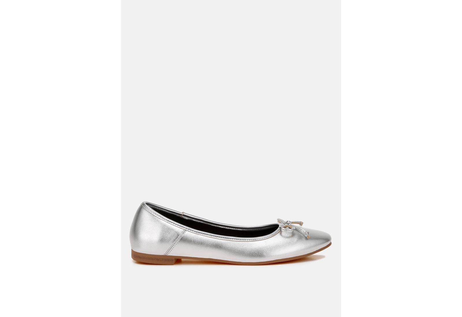 Rag and Co Womens Ipara Bow Detail Metallic Ballerinas