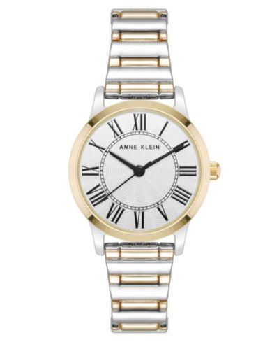 Anne Klein Women's Quartz Signature Round Roman Numeral Two-Tone Alloy Metal Watch, 29mm