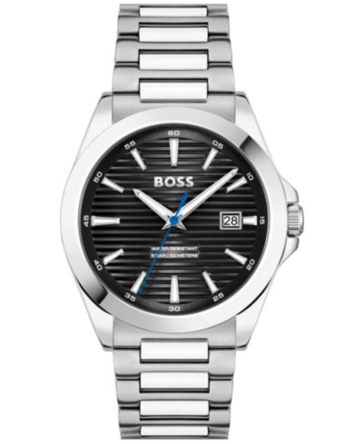 Hugo Boss Men's Strike Quartz Basic Calendar Stainless Steel Watch 41mm