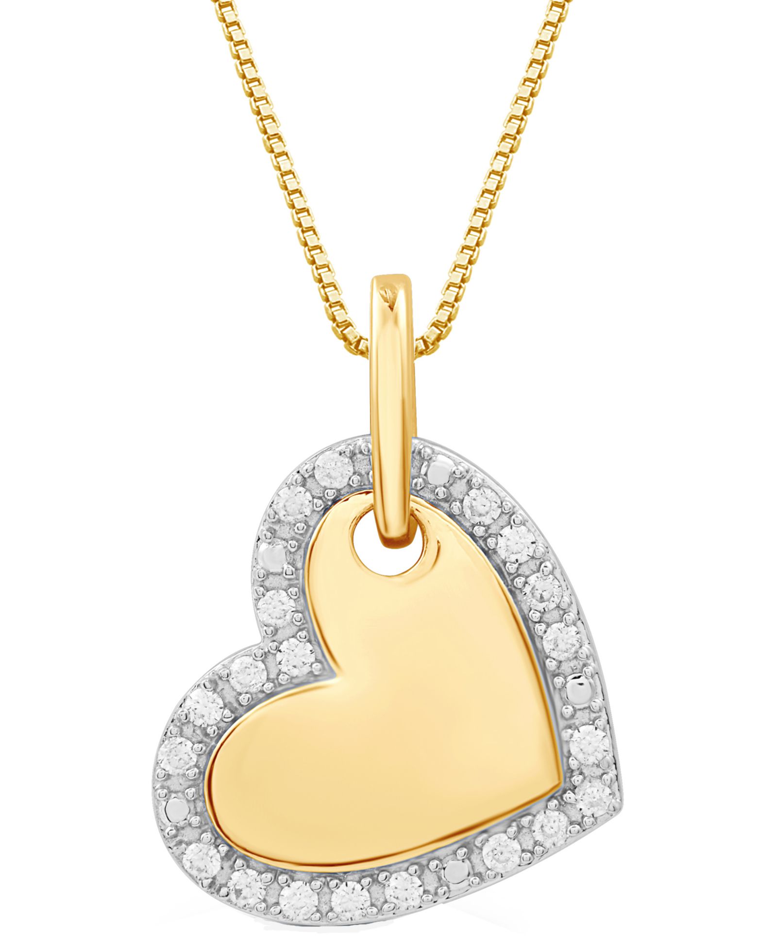Подвеска Marsala Diamond Heart 18" в позолоченном серебре 14k Gold-Plated Sterling Silver