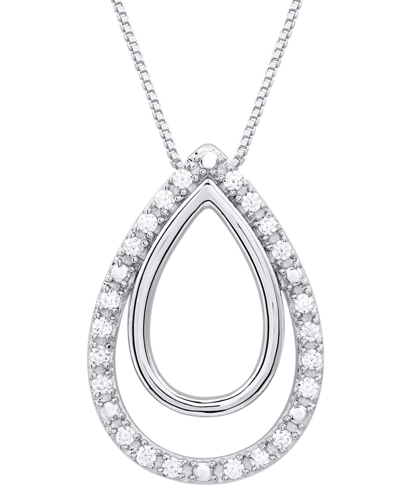 Marsala ожерелье-подвеска Diamond Teardrop Halo 18" в стерлинговом серебре