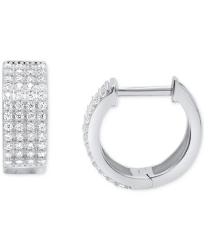 Серьги-кольца Diamond Four Row Huggie Hoop 1/2 ct. t.w. Sterling Silver
