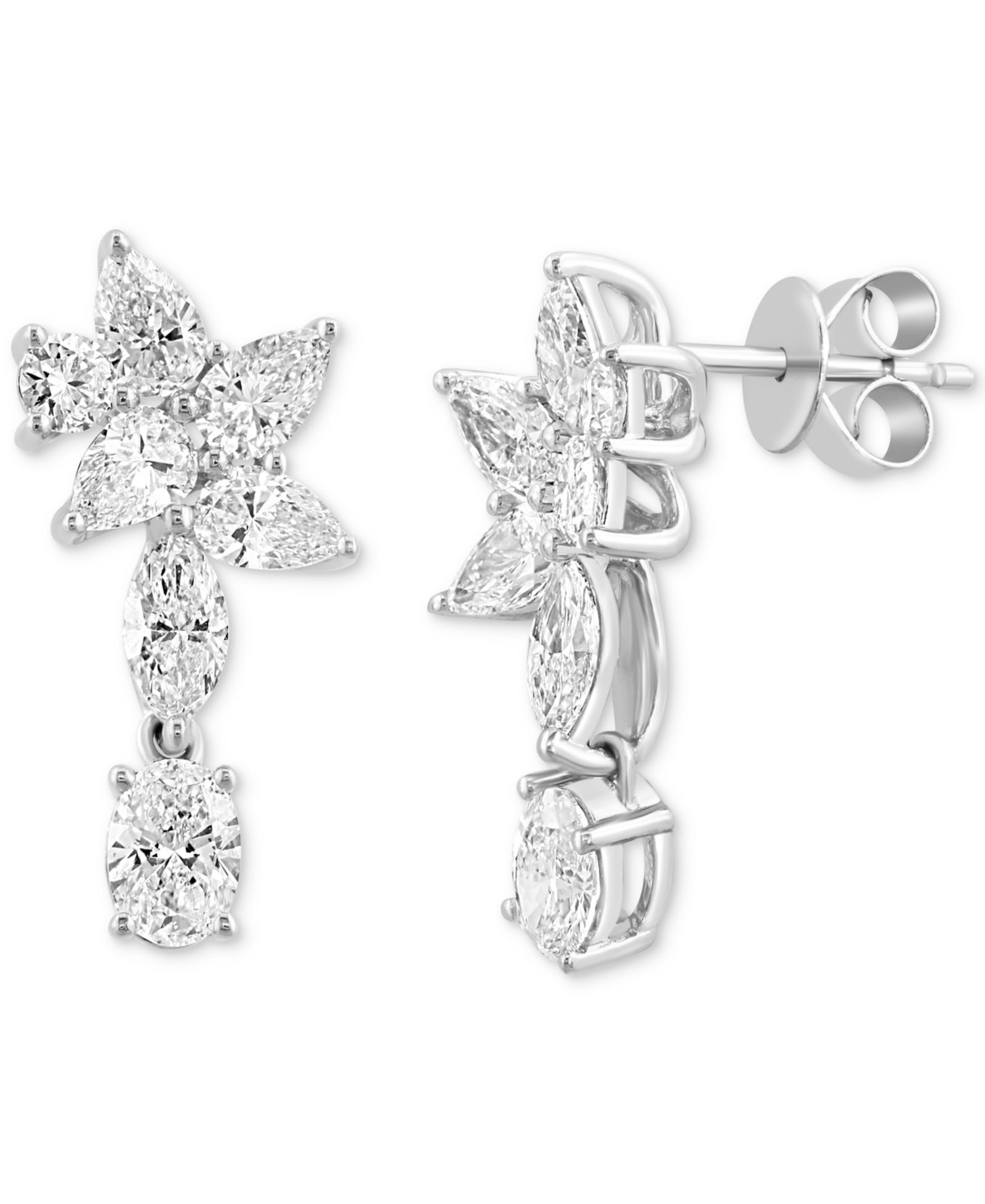Серьги EFFY Collection Lab Grown Diamond Mixed-Cut Flower Motif Drop