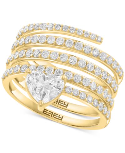 EFFY® Lab Grown Diamond Heart & Round Coil Wrap Ring (1-7/8 ct. t.w.) in 14k Gold