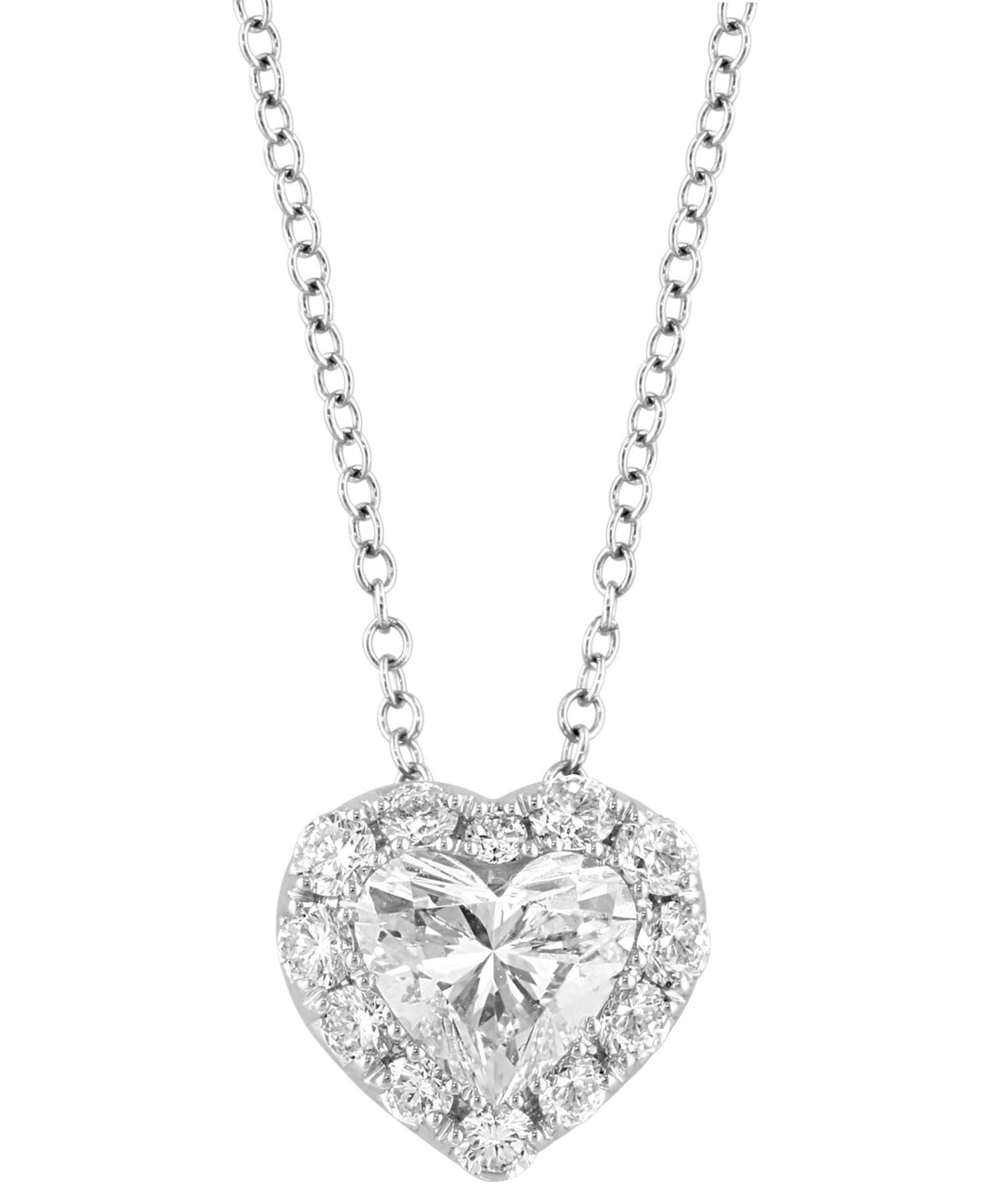 EFFY® Подвеска ожерелье с выращенным в лаборатории бриллиантом Heart & Round Halo 18" (2-1/10 ct. t.w.) в белом золоте 14k