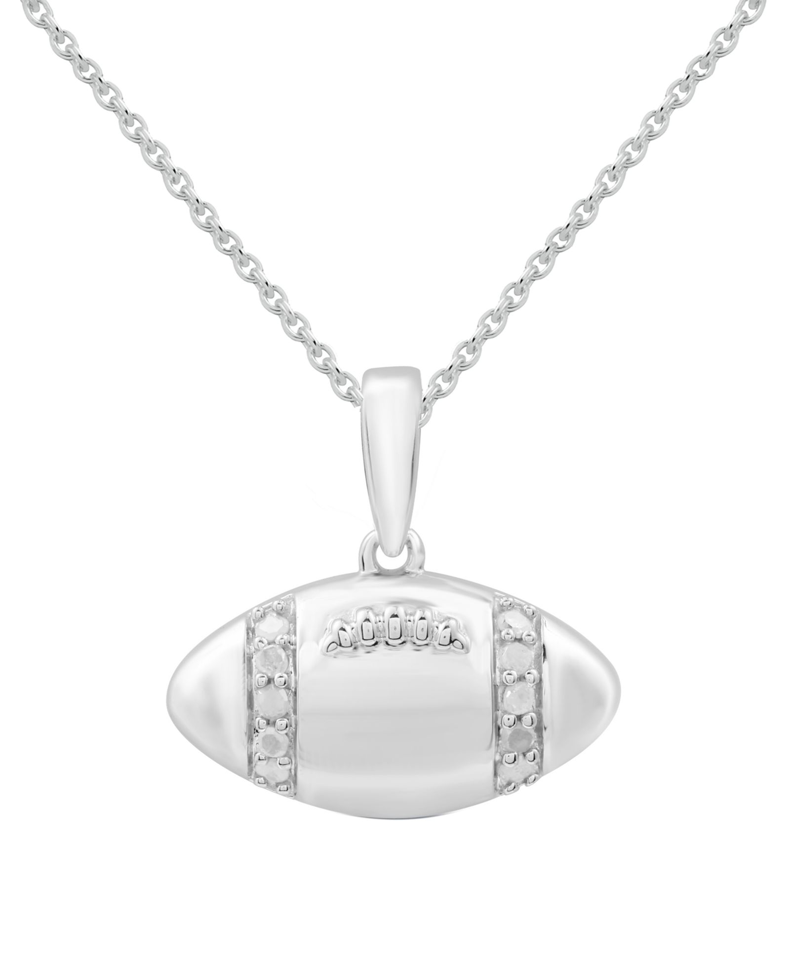 Diamond Football 18" Pendant Necklace (1/10 ct. t.w.) в Sterling Silver