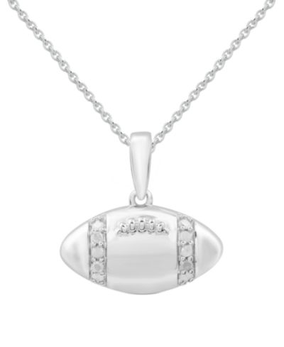 Diamond Football 18" Pendant Necklace (1/10 ct. t.w.) в Sterling Silver