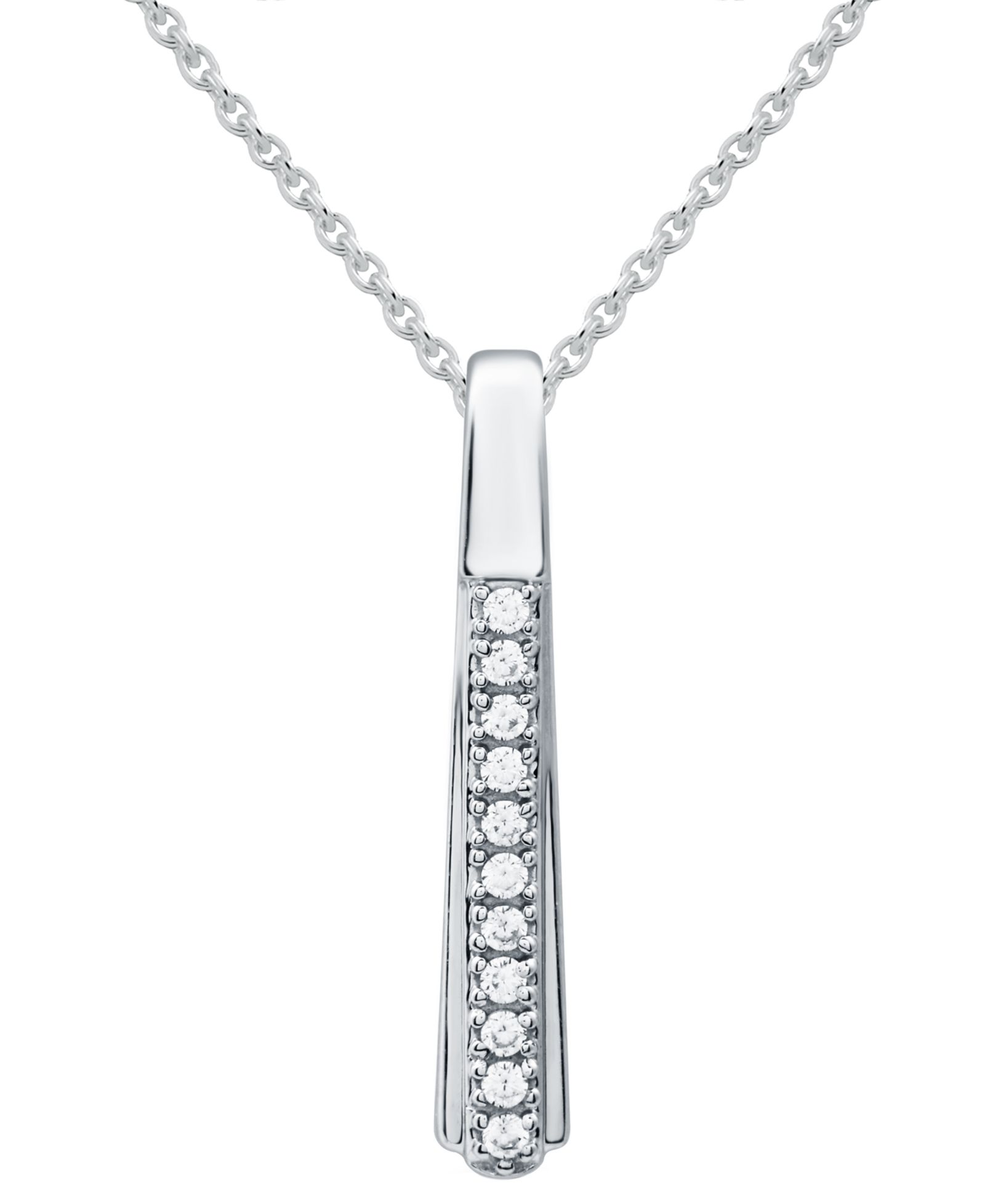 Подвеска Diamond Vertical Bar 18" из стерлингового серебра (1/10 ct. t.w.)
