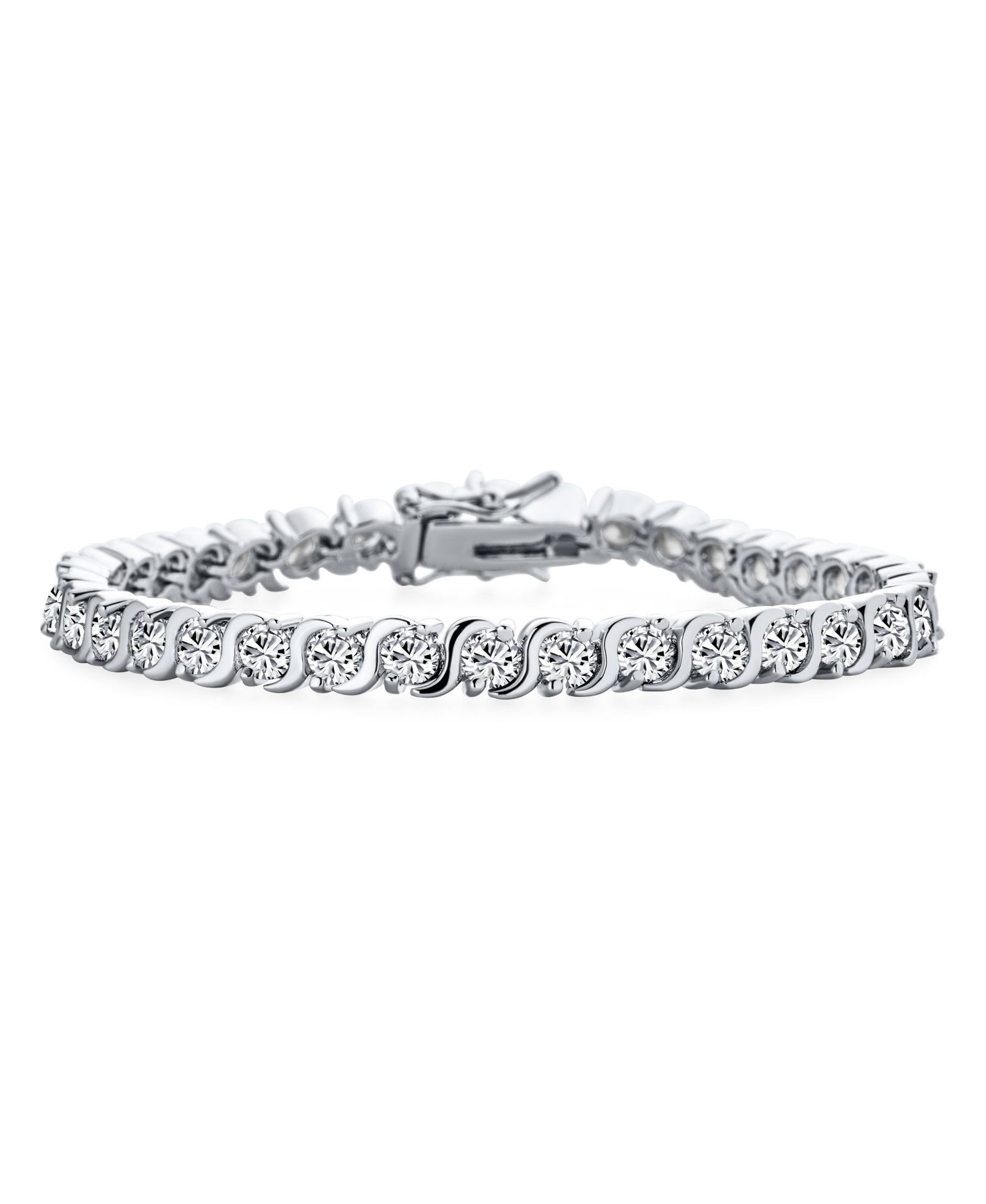 Браслет Bling Jewelry Tennis с волнистыми звеньями и кубическим цирконием 20 карат, позолоченный, 7 дюймов