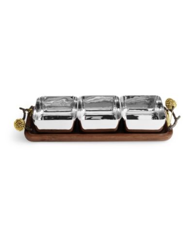 Michael Aram Pinecone Wood Triple Bowl