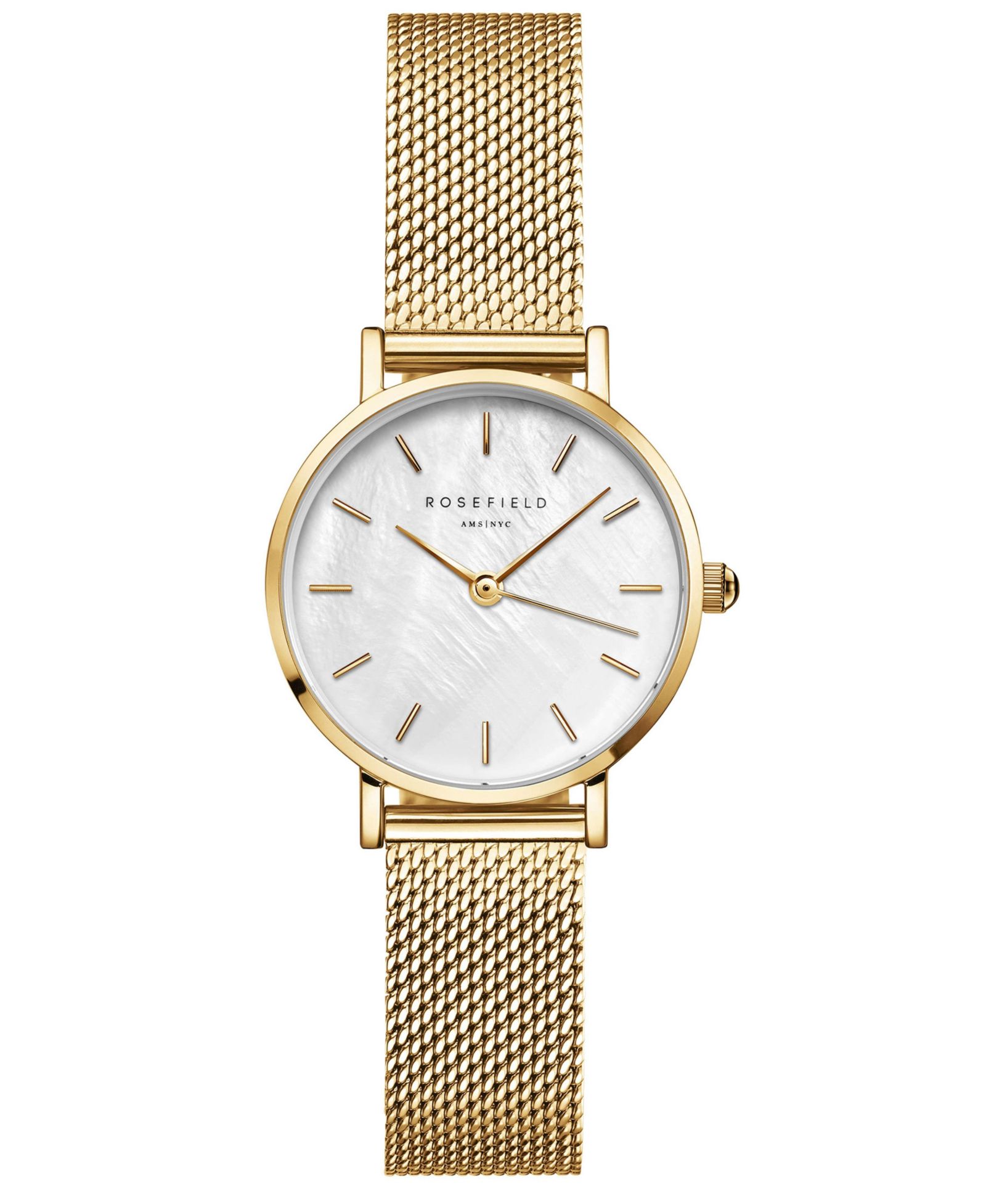 ROSEFIELD Small Edit Women's Gold Tone Stainless Steel Mesh Bracelet Watch 26mm