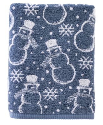 SKL Home Top Hat Snowman Jacquard Cotton Bath Towel, 25" x 50"