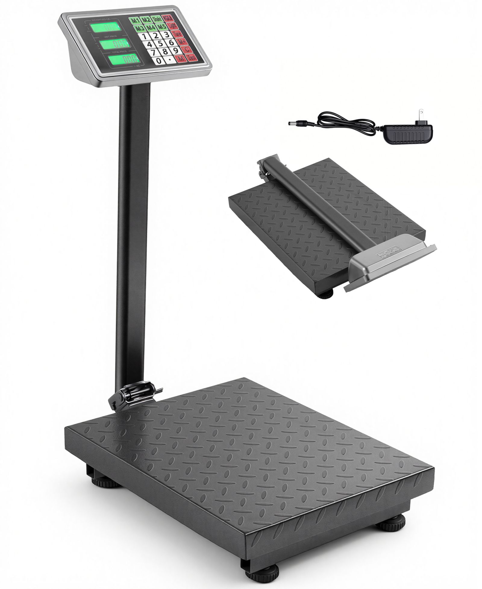 Digital Platform Floor Scale with LCD Display, 660 lbs Capacity, 0.1 lb Accuracy, Foldable Design