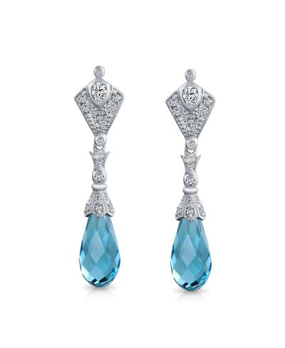 Bling Jewelry Cubic Zirconia Teardrop Chandelier Earrings Sterling Silver