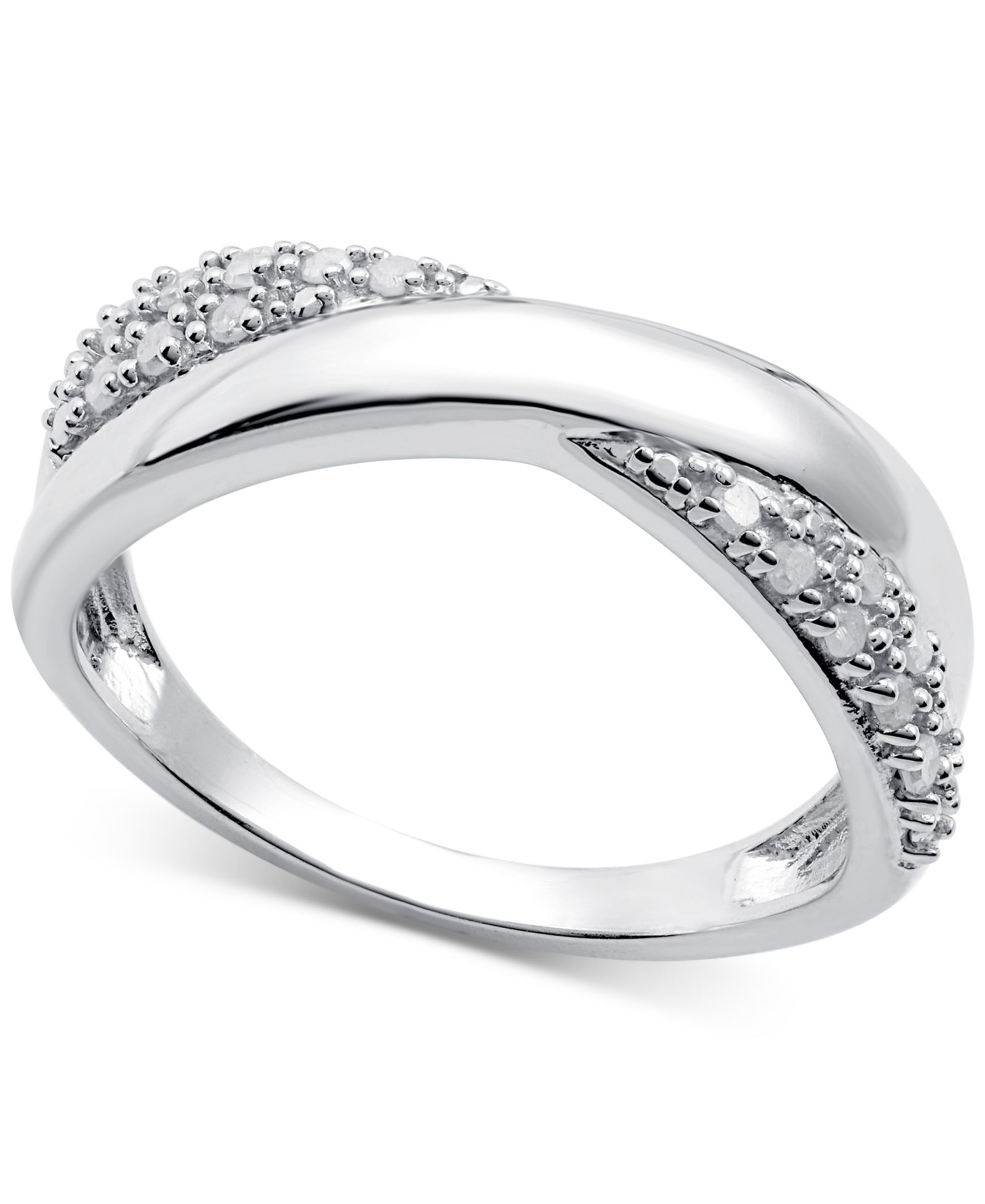 Diamond Pavé Crossover Ring (1/6 ct. t.w.) in Sterling Silver