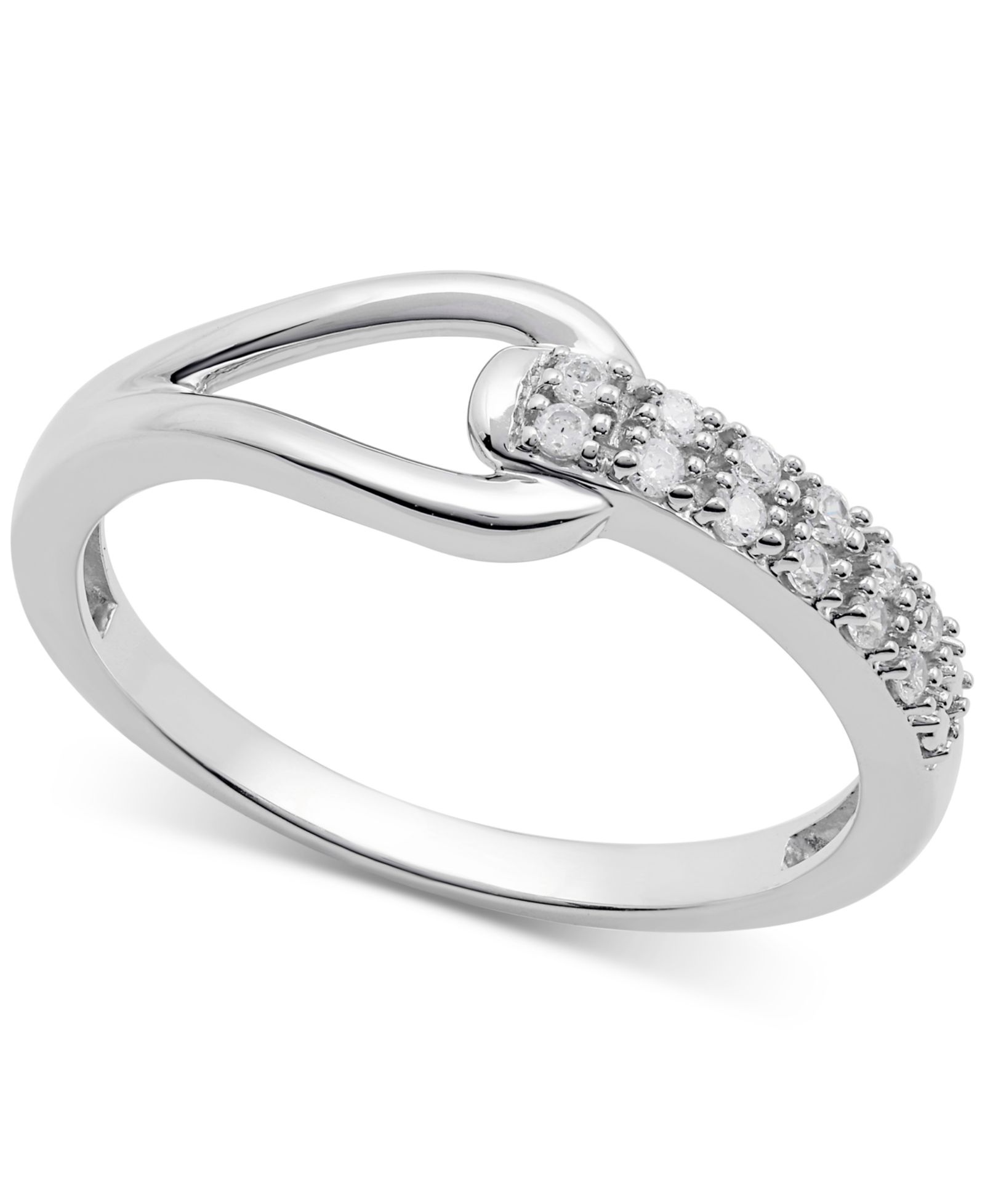 Diamond Polished Loop Ring (1/10 ct. t.w.) в Sterling Silver