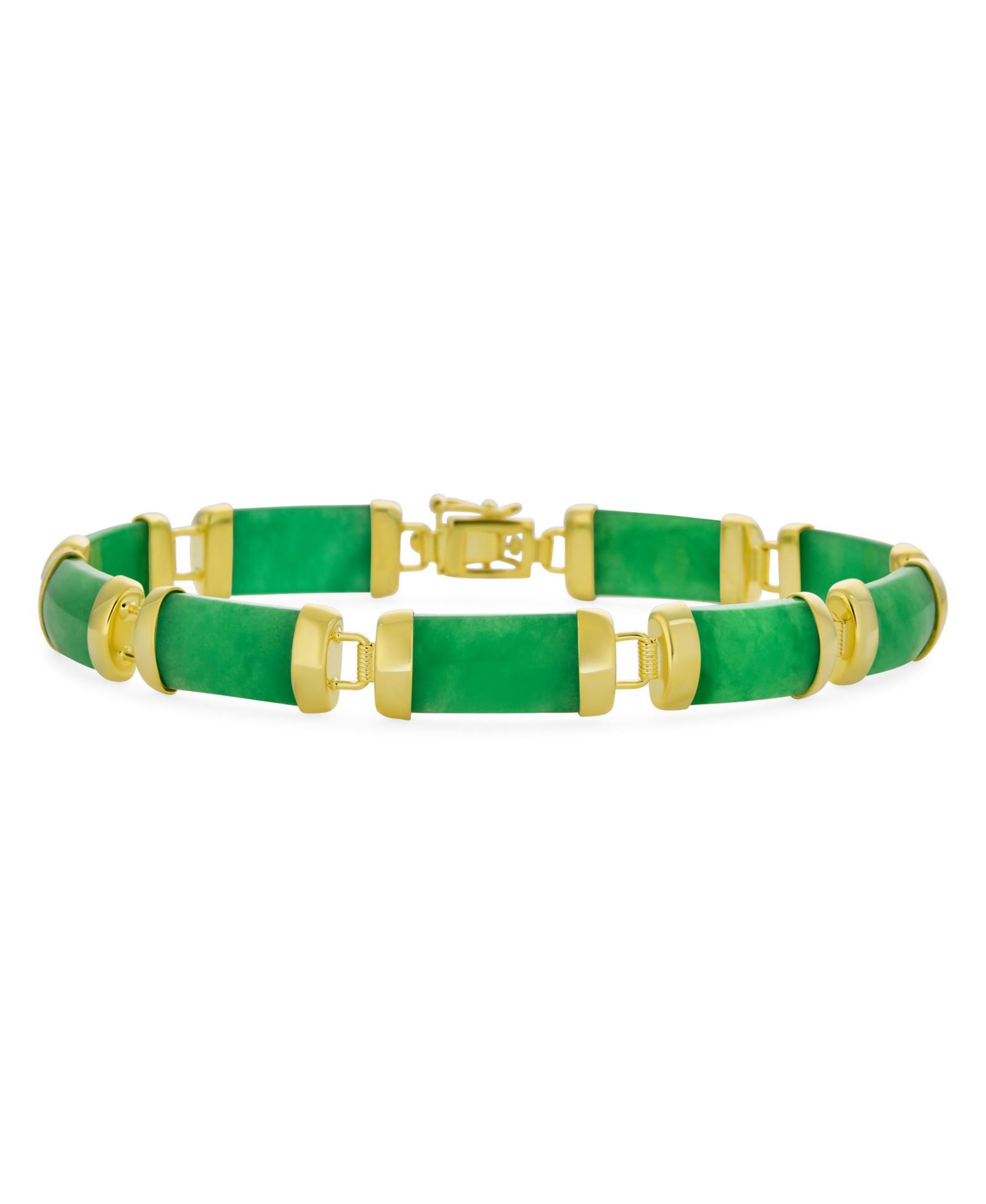 Браслет Bling Jewelry Black Onyx Jade.925 Sterling Silver Asian Style Gemstone Tube Bar Link Yellow 14K Gold