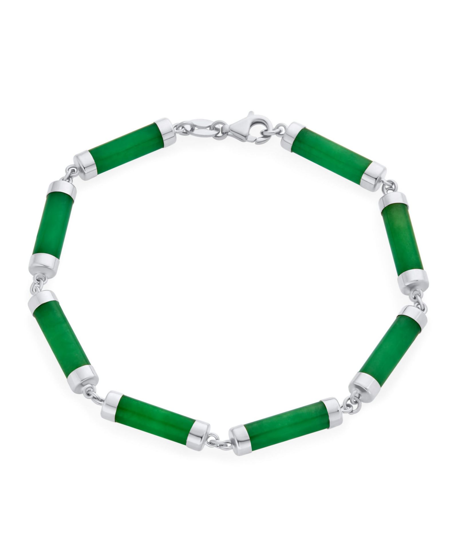 Браслет-анклет Bling Jewelry Asian Style Light Green Natural Jade.925 Sterling Silver 9 Inch
