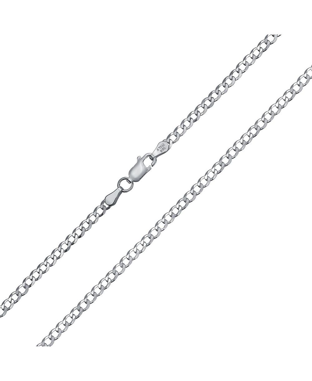 Bling Jewelry Classic Solid 3MM Fine .925 Sterling Silver Curb Chain Necklace 24"