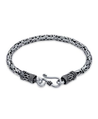 Bling Jewelry Bali Byzantine Chain Link Bracelet Oxidized Sterling Silver Handcraft 7.5"