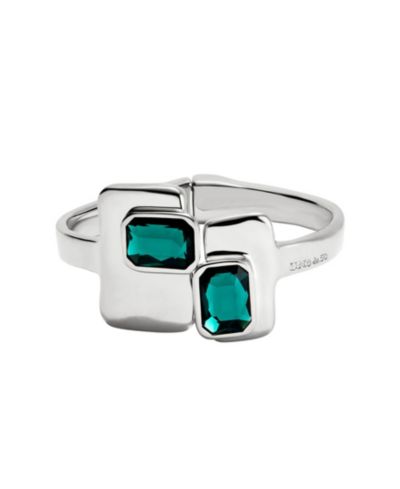 Браслет UNOde50 Metal Alloy, Sterling Silver, Green and White Faceted Crystals