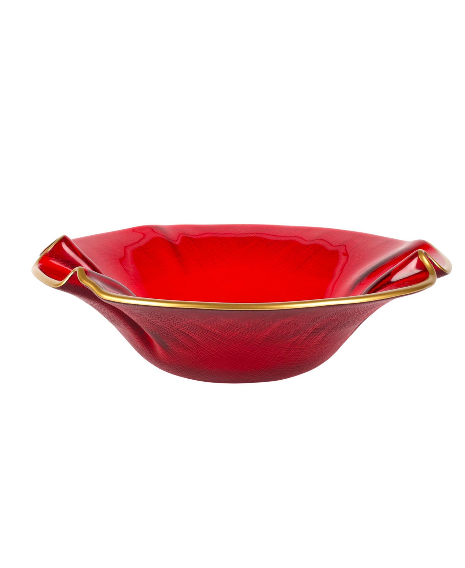 VIETRI Holiday Glass Small Ruffled Bowl