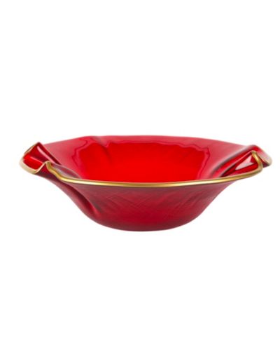 VIETRI Holiday Glass Small Ruffled Bowl