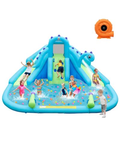 Inflatable Water Slide, Blowup Water Park with Dual Slides & 584W Blower