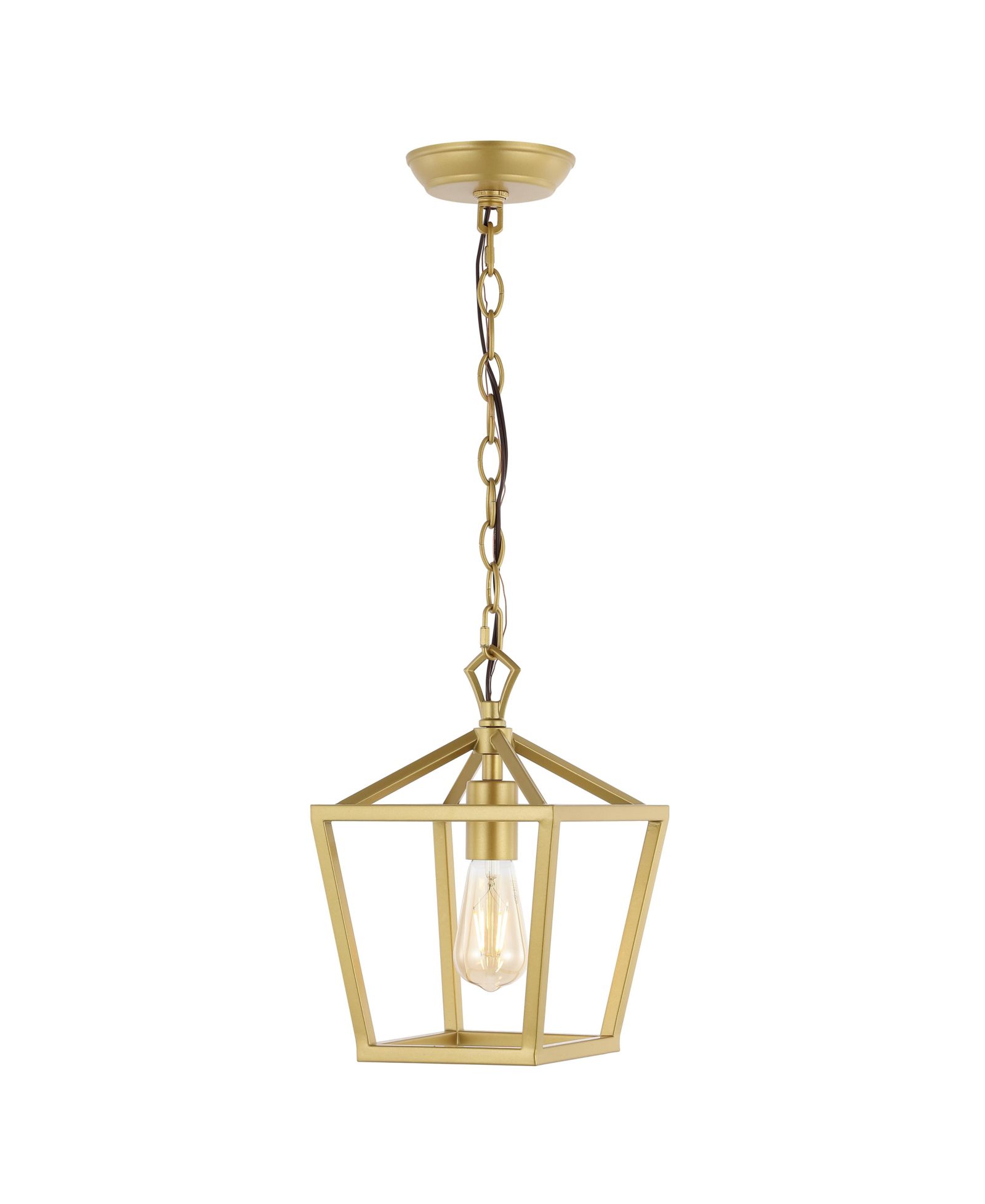JONATHAN Y Oslin 8" 1-Light Vintage Farmhouse Iron Chain Pagoda LED Pendant