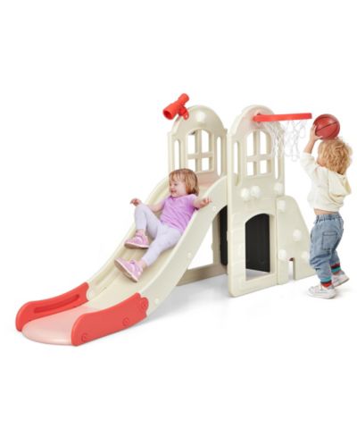 Costway 6-in-1 Basketball Hoop Slide Playset