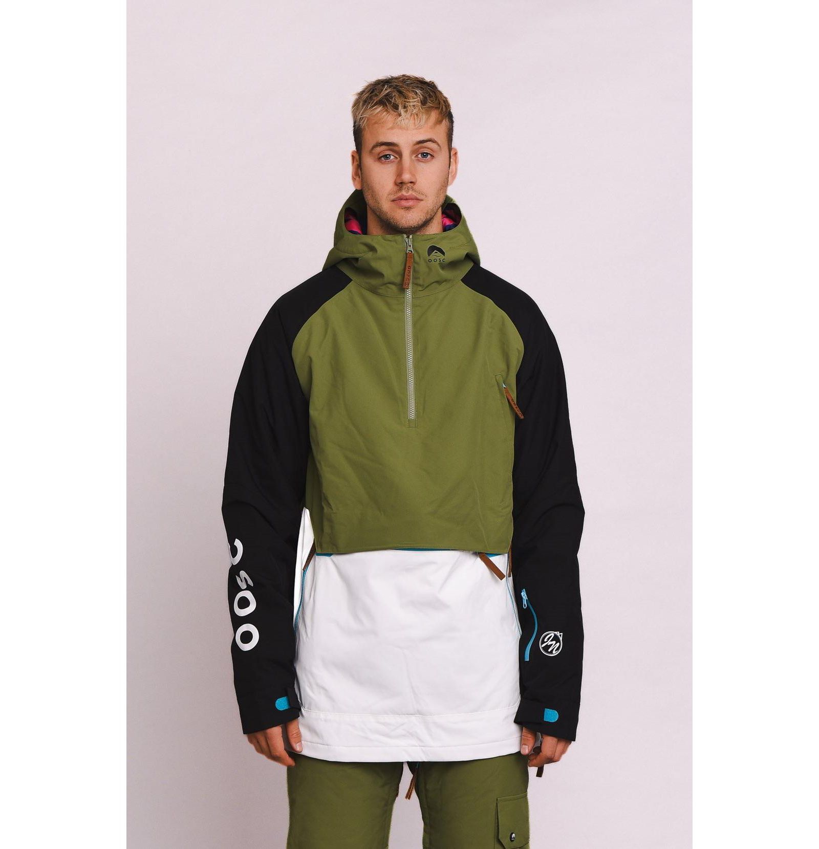 OOSC Men's Snow Park Overhead Jacket - White & Khaki
